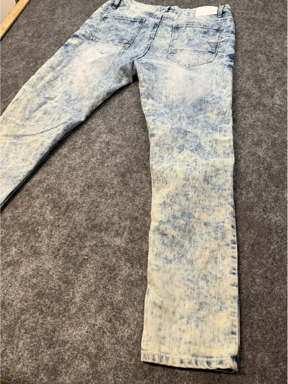 Southpole Jeans Mens 34x32 Skinny Acid Wash Moto Biker Y2K Streetwear Blue